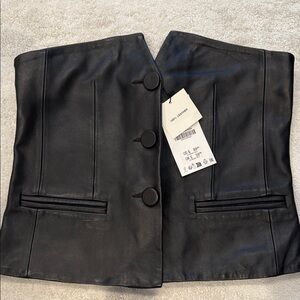 Zara Women's Black Leather Buttoned Strapless Top